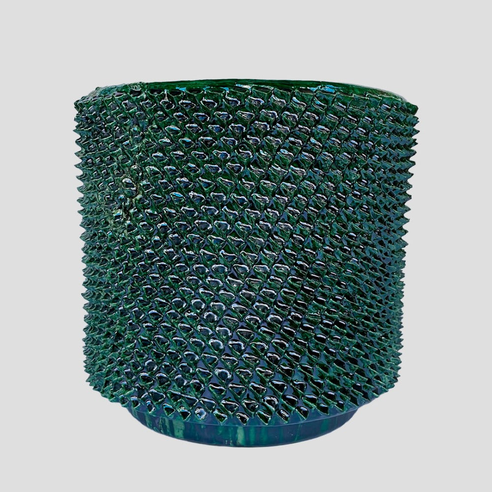 Maceta vidriada verde