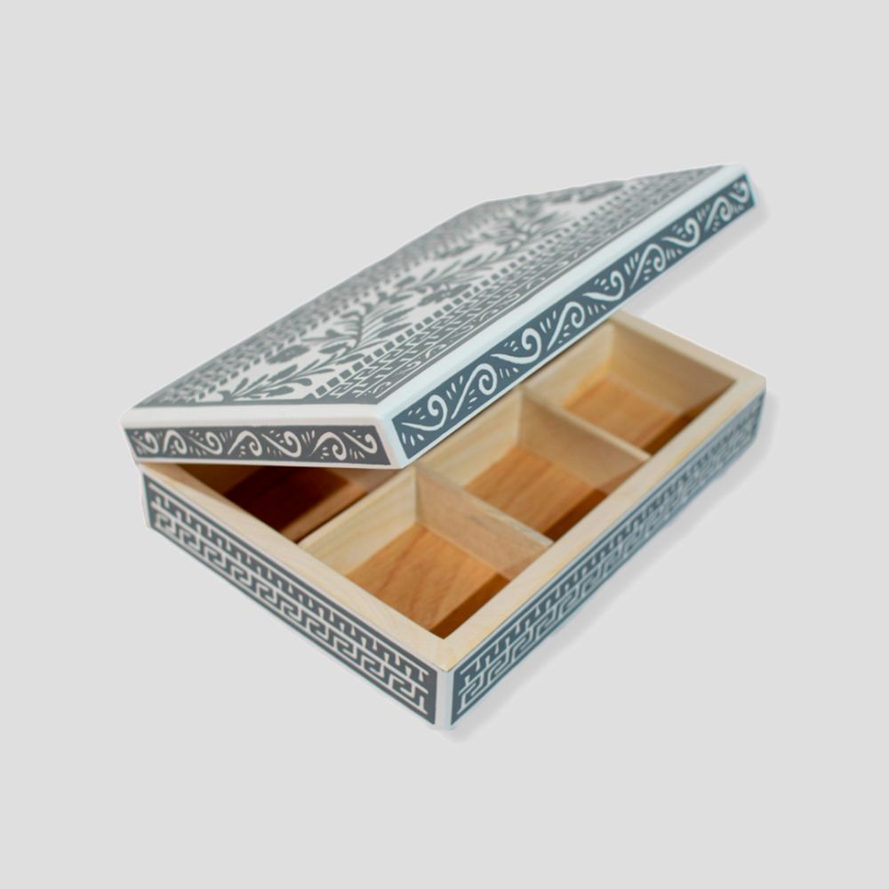 Caja Olinalá Grecas Gris oscuro 6