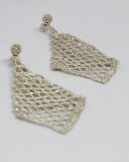 Silver net earrings