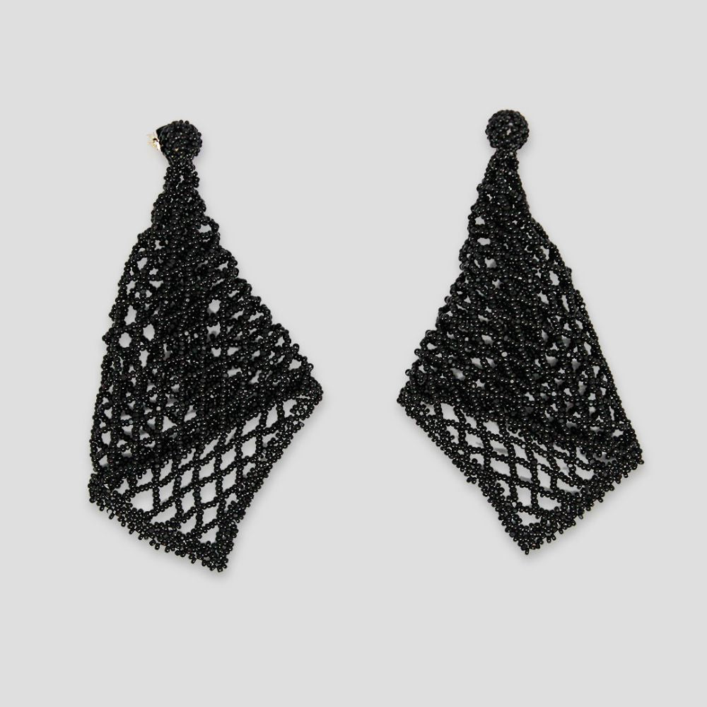 Black net earrings