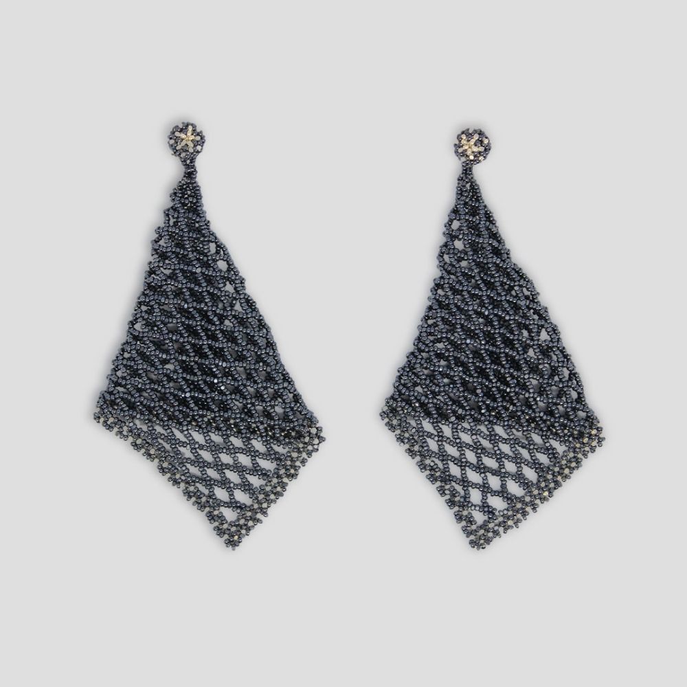Gray Net Earrings