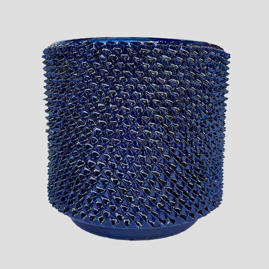 Blue cylindrical flower pot