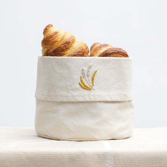Embroidered circular bread box